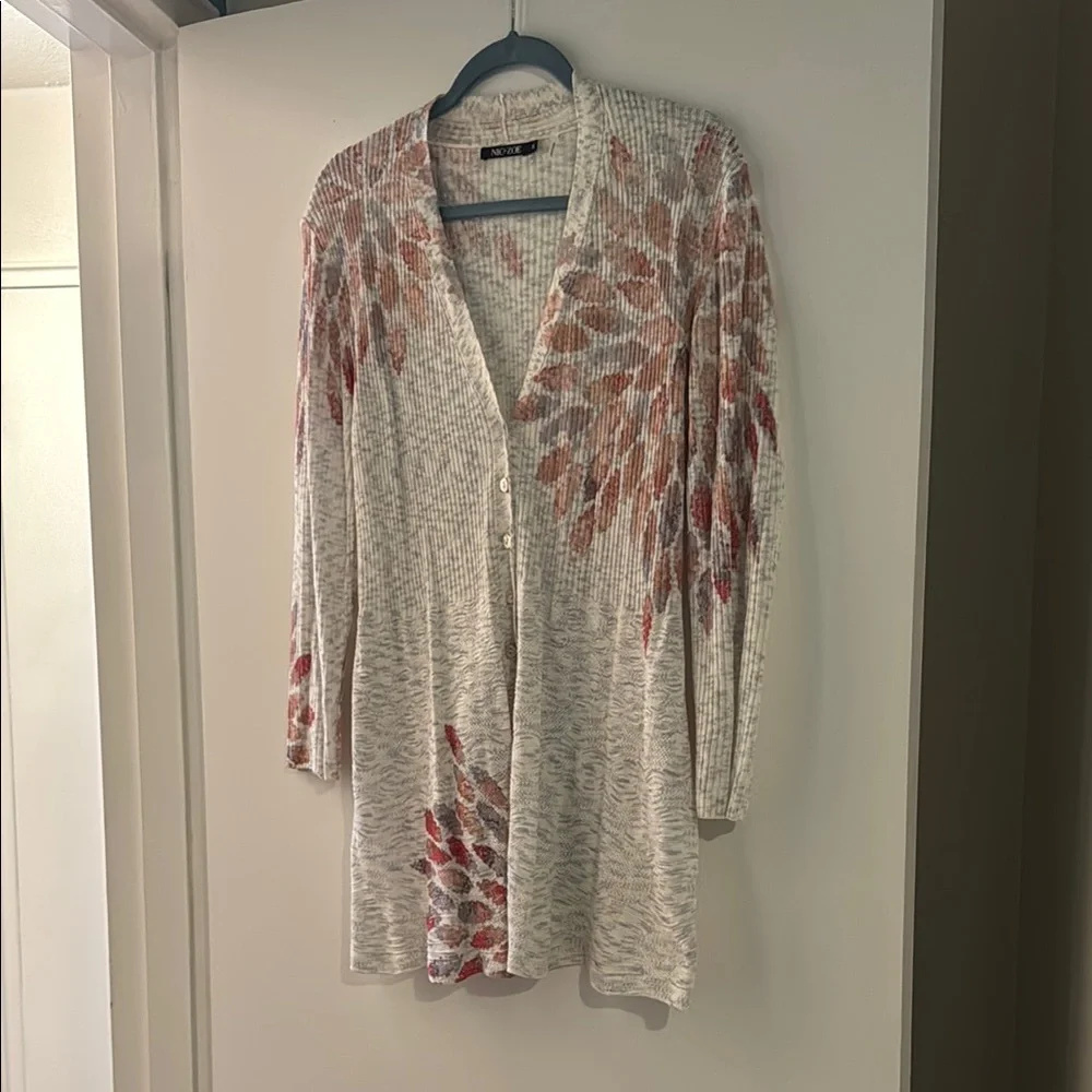Nic + Zoe Floral Knit Duster Cardigan Size M - Picture 1 of 10